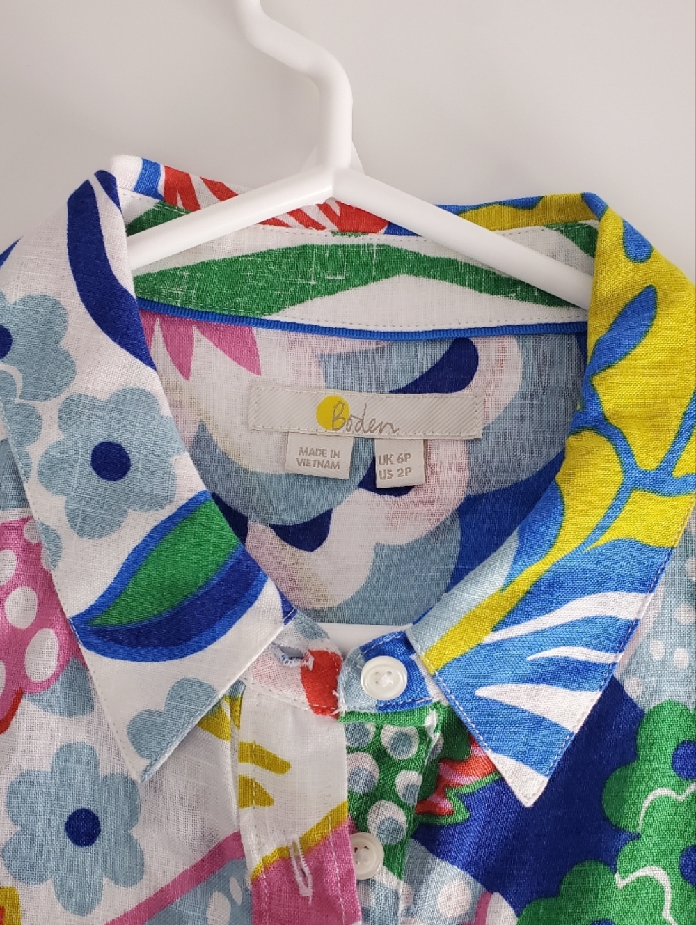 Boden Women's Sienna Linen  Colorful Floral Button-Up Shirt Size 6P - Picture 9 of 15